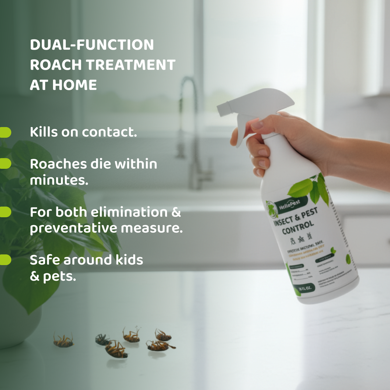 Try ControlRx - Keeps Roaches & Insects Away Safe for Kids & Pets